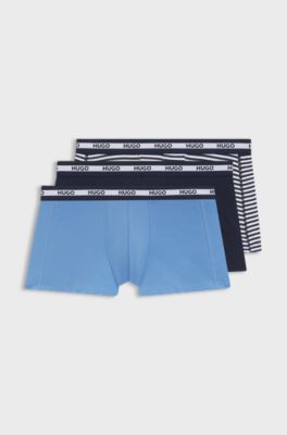 Three-pack of trunks in stretch cotton, Blue