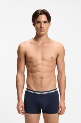 Three-pack of trunks in stretch cotton, Blue