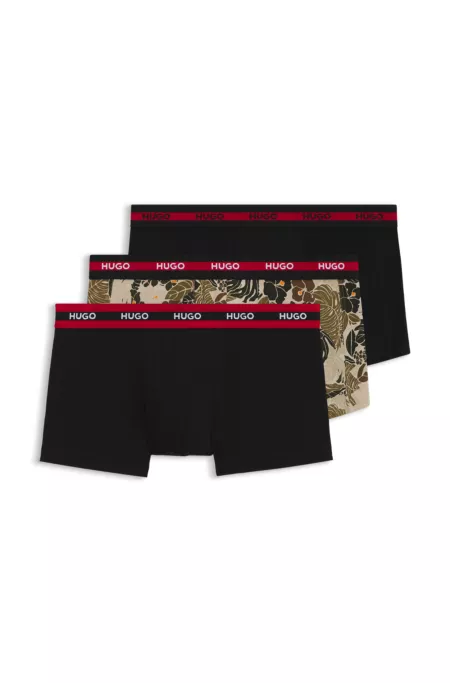 Three-pack of stretch-cotton trunks with logo waistbands