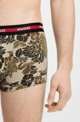 Lot de trois boxers courts en coton stretch, Noir / Beige