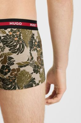 Three-pack of trunks in stretch cotton, Black / Beige