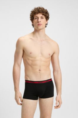 Three-pack of trunks in stretch cotton, Black / Beige