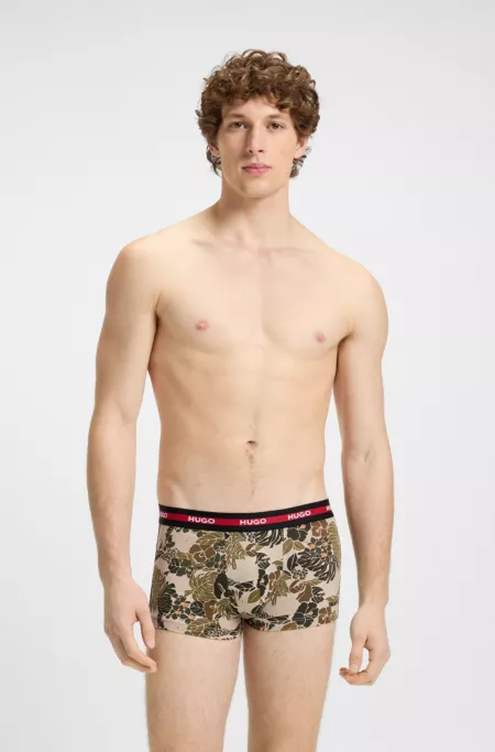 Three-pack of stretch-cotton trunks with logo waistbands