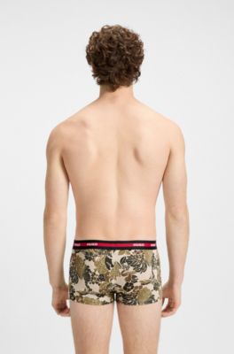 Lot de trois boxers courts en coton stretch, Noir / Beige