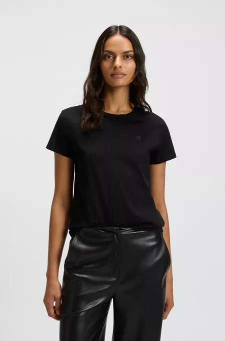 Slim-fit mercerised-cotton T-shirt with Double B monogram