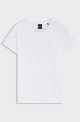 Slim-fit mercerised-cotton T-shirt with Double B monogram, White