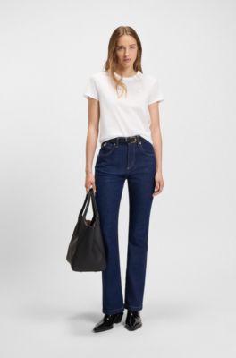 Slim-fit mercerised-cotton T-shirt with Double B monogram, White