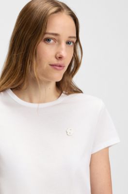 Slim-fit mercerised-cotton T-shirt with Double B monogram, White