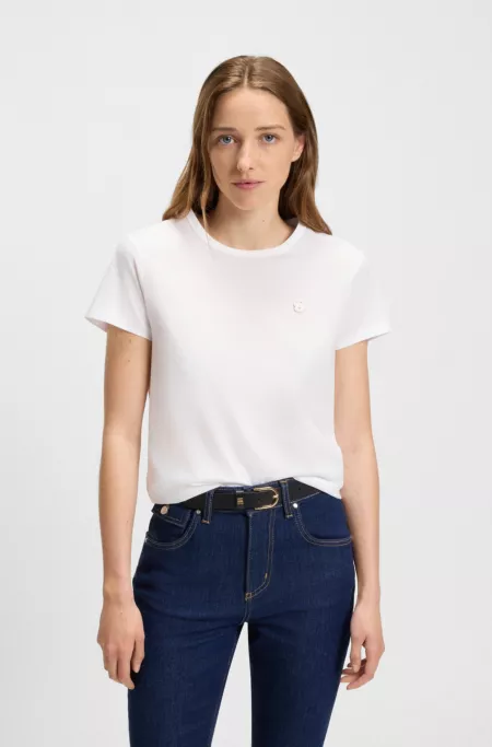 Slim-fit mercerised-cotton T-shirt with Double B monogram