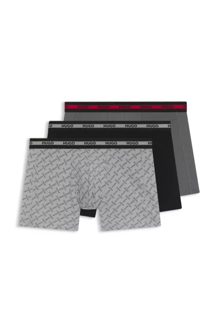 Three-pack of boxer briefs with repeat-logo waistbands