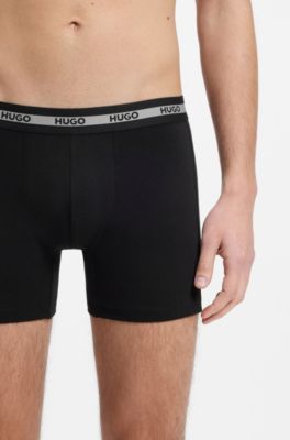 Three-pack of boxer briefs with repeat-logo waistbands, Black / Grey