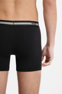 Three-pack of boxer briefs with repeat-logo waistbands, Black / Grey