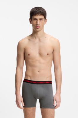 Three-pack of boxer briefs with repeat-logo waistbands, Black / Grey
