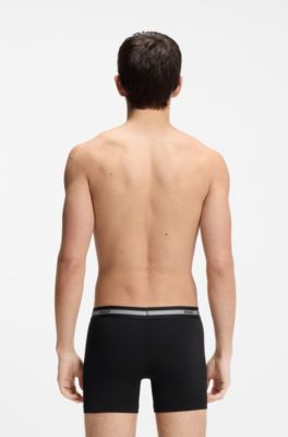 Three-pack of boxer briefs with repeat-logo waistbands, Black / Grey