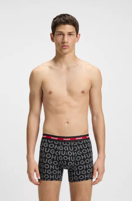 Three-pack of stretch-cotton boxer briefs with logo waistbands
