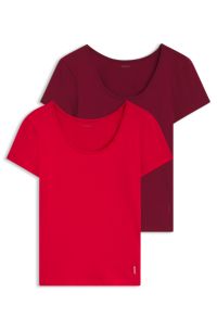 Two-pack of underwear T-shirts in stretch cotton, Dark Red / Light Red