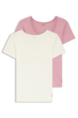 Two-pack of underwear T-shirts in stretch cotton, White / Pink