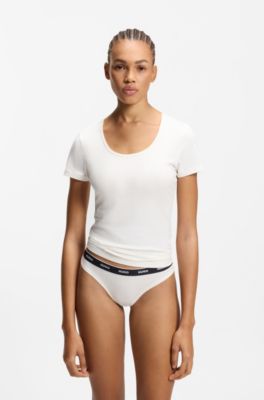 Two-pack of underwear T-shirts in stretch cotton, White / Pink