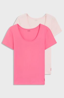 Two-pack of underwear T-shirts in stretch cotton, White / Pink