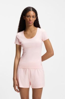 Two-pack of underwear T-shirts in stretch cotton, White / Pink