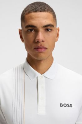 Active quick-dry polo shirt with check artwork, White