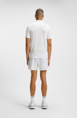 Active quick-dry polo shirt with check artwork, White