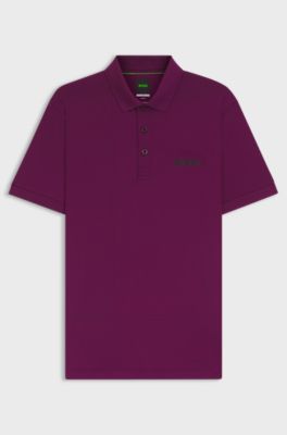 Active quick-dry polo shirt with check artwork, Dark pink