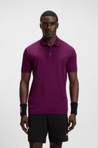 Active quick-dry polo shirt with check artwork, Dark pink