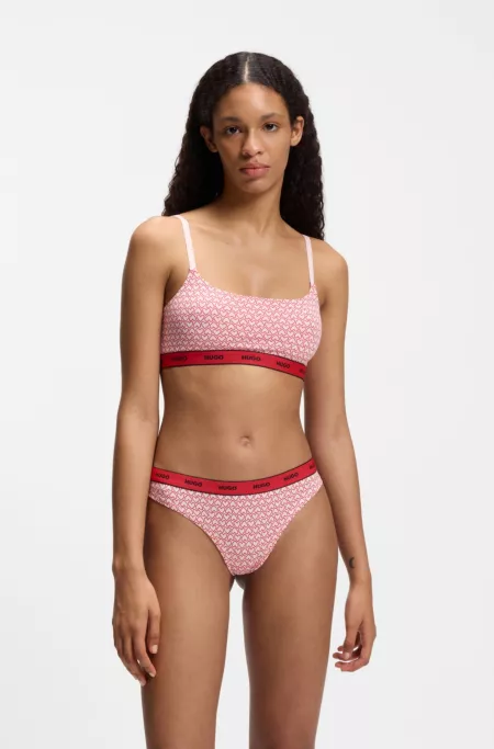 Three-pack of stretch-cotton thongs with logo details