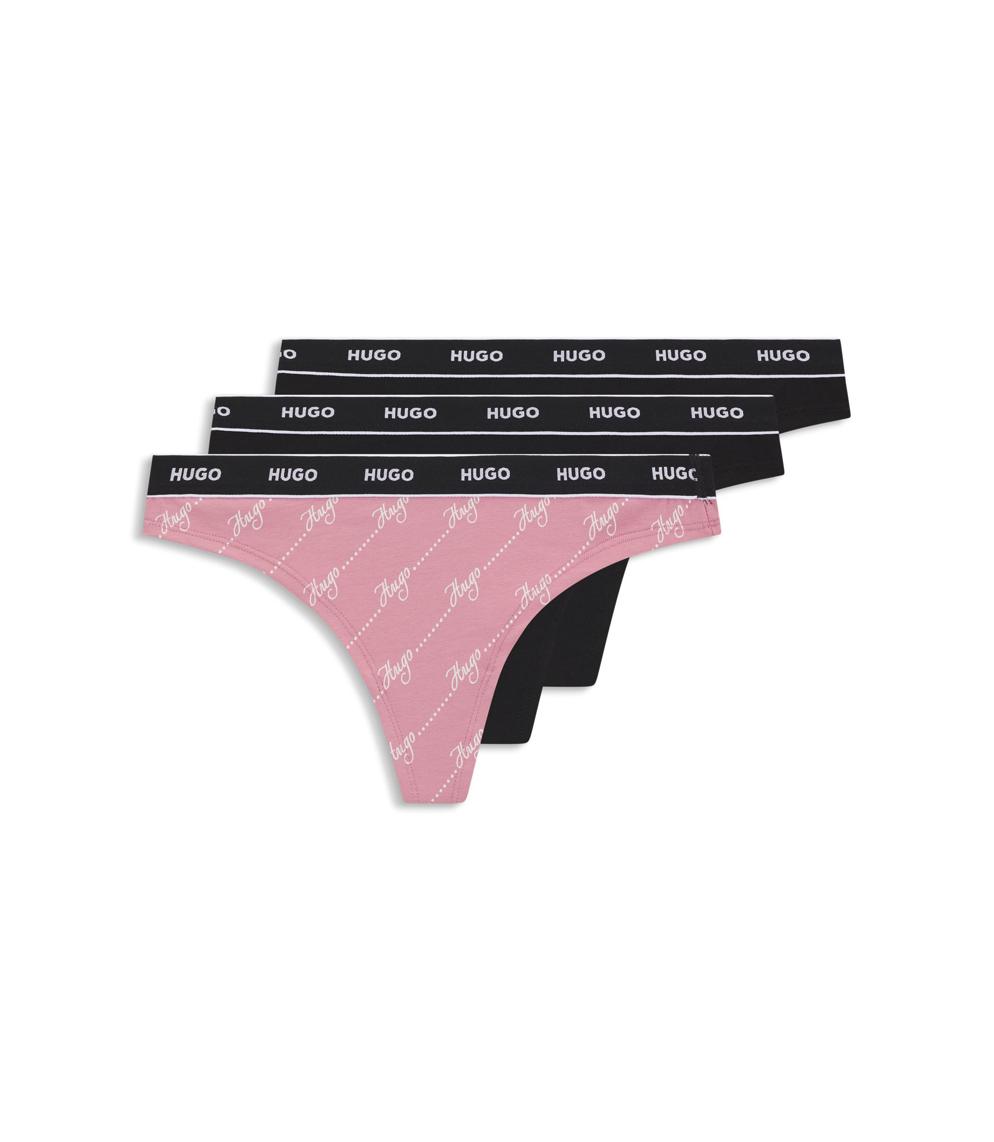 Dreier-Pack Strings aus Stretch-Baumwolle mit Logos am Bund