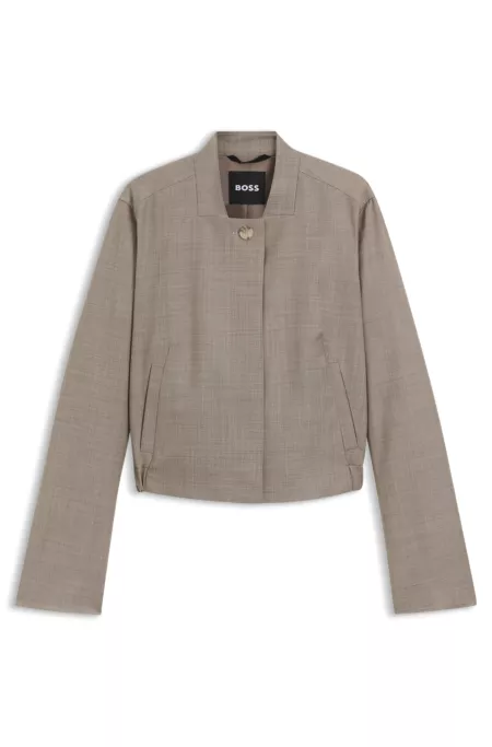 Jacke aus Stretch-Wolle mit Sharkskin-Webstruktur