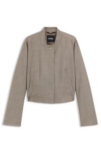 Jasje van stretchwol met sharkskin-weefpatroon, Beige