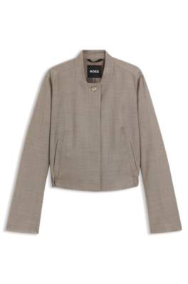 Stretch-wool jacket with sharkskin weave 1