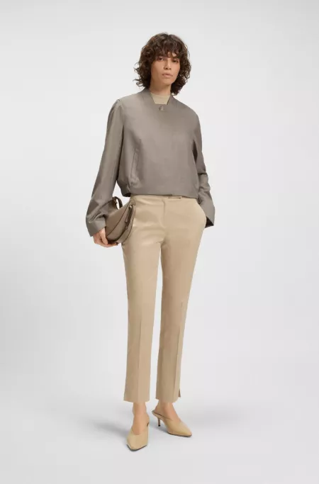 Stretch-wool jacket with sharkskin weave