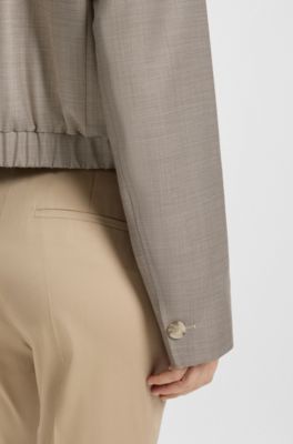 Stretch-wool jacket with sharkskin weave, Beige