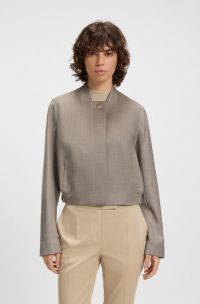 Stretch-wool jacket with sharkskin weave, Beige