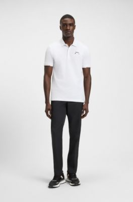 Active Paddy mercerised-cotton polo shirt with grid trims, White