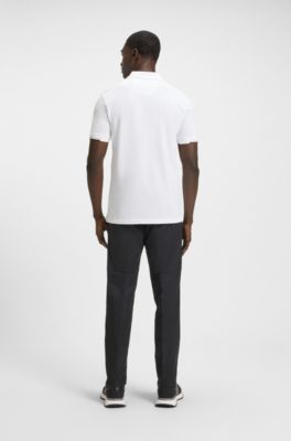 Active Paddy mercerised-cotton polo shirt with grid trims, White