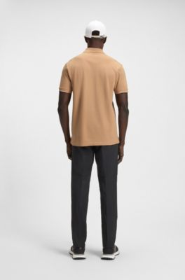 Active Paddy mercerised-cotton polo shirt with grid trims, Beige