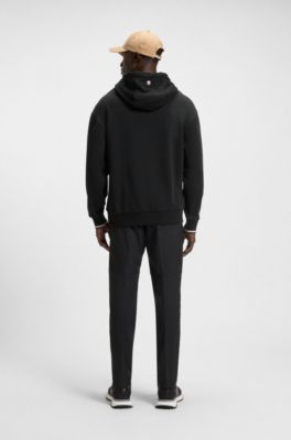 Cotton-terry hoodie with tennis artwork, Black