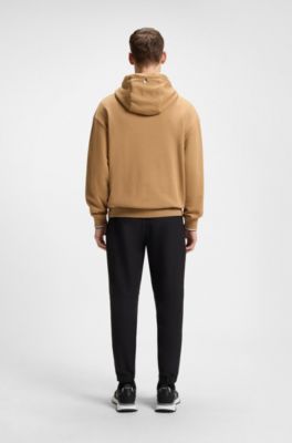 Cotton-terry hoodie with tennis artwork, Beige