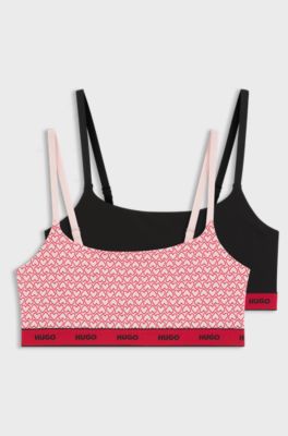 Two-pack of stretch-cotton bralettes, Black / Pink