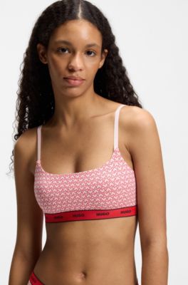Two-pack of stretch-cotton bralettes, Black / Pink