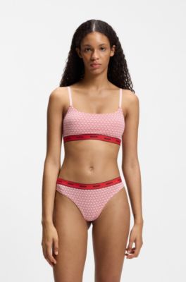 Two-pack of stretch-cotton bralettes, Black / Pink