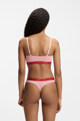 Lot de deux brassi&egrave;res en coton stretch, Noir / Rose