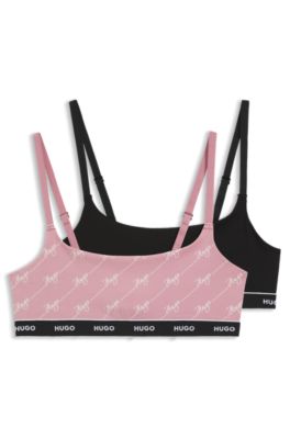 Two-pack of stretch-cotton bralettes, Black / Pink