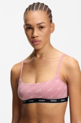 Two-pack of stretch-cotton bralettes, Black / Pink