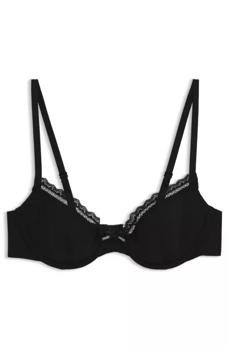 Lace-trim bra in stretch microfibre