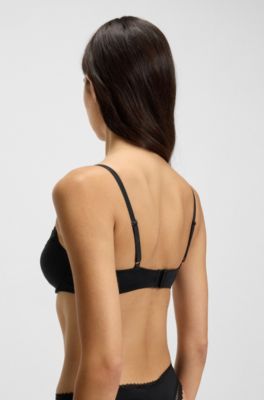 Soutien-gorge en microfibre stretch avec finitions en dentelle, Noir