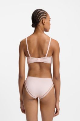 Sujetador triangular con ribetes de encaje, Rosa claro